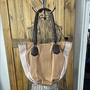 orYANY Large Brown Soft Leather W/Pink Sides Dark Brown Straps.